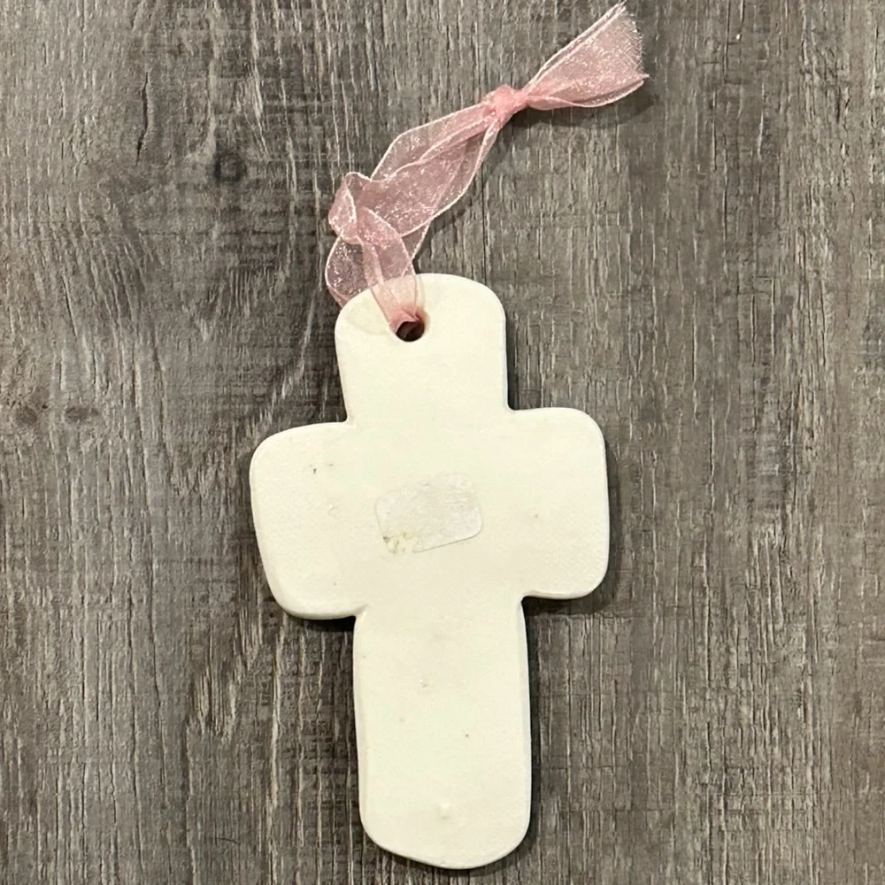 💞 New Pink & White Ceramic Cross